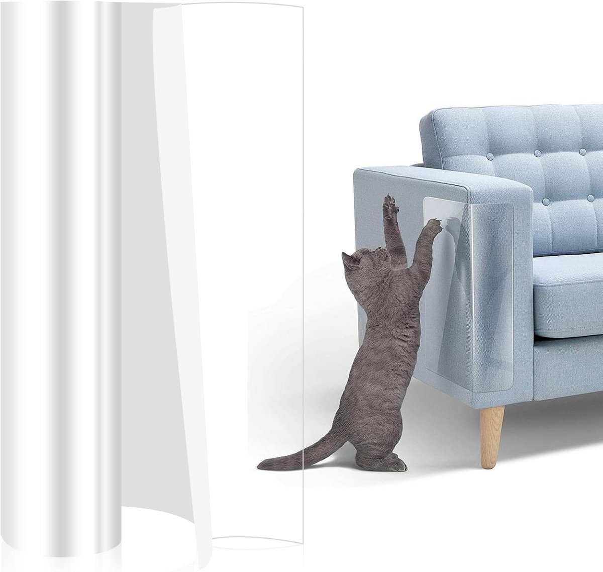 Katten, 5 m x 42 cm, zelfklevend, transparant, krasbescherming, kattenfolie, flexibel gesneden, kattenkrasfolie zelfklevend