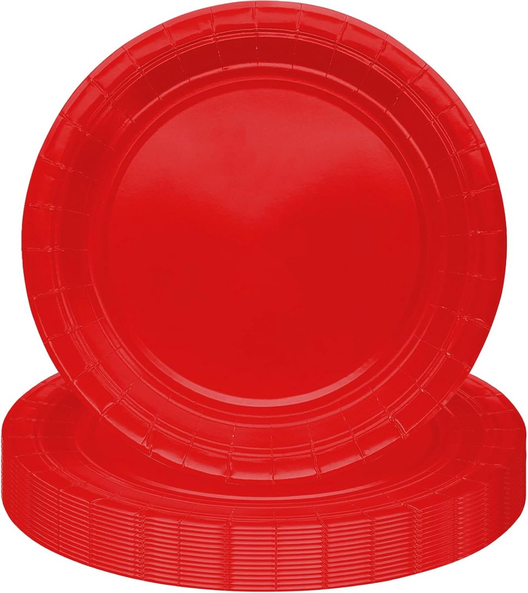 Borden, rood papieren bord, 7 inch/18cm verjaardagsbord voor volwassenen en kinderen, effen kleur tafeldecoraties voor verjaardag, bruiloft, picknick, feestbenodigdheden voor 16