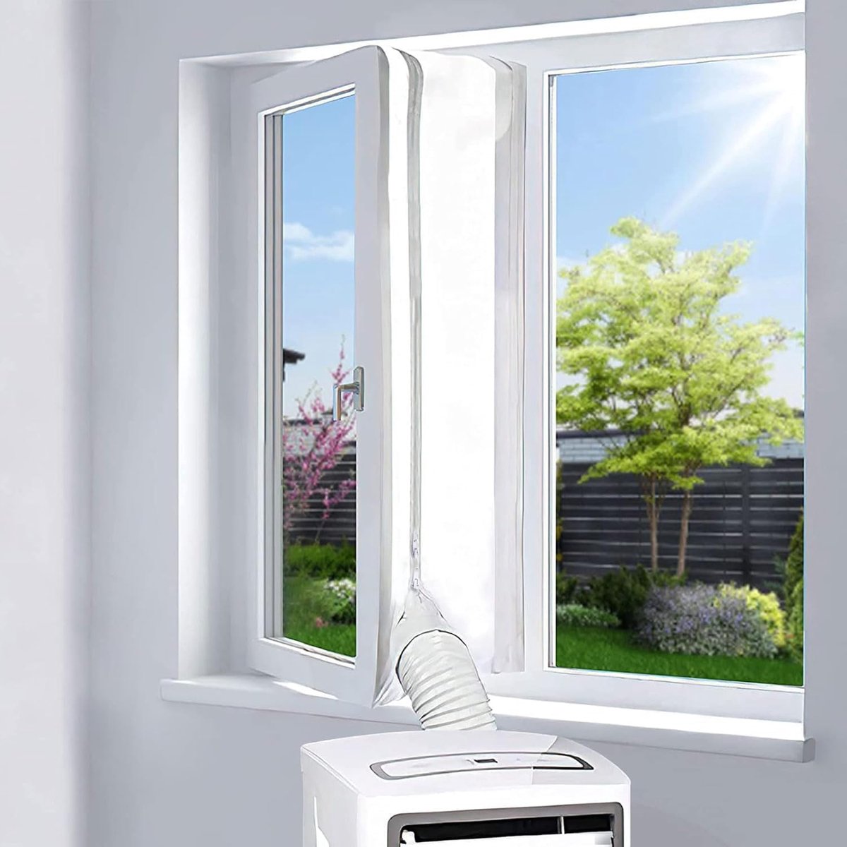 600 cm raamafdichting voor mobiele airconditioners, airconditioning, wasdrogers, luchtafvoerdrogers, heteluchtstopper om aan ramen te bevestigen, raamafdichting voor airconditioning, boren van