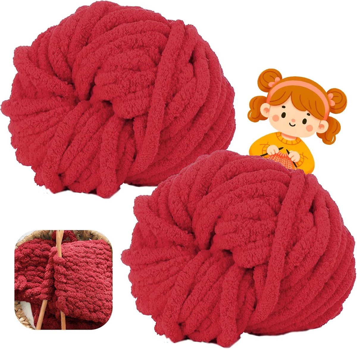 wolgaren, 500 g (250 g x 2) ca. 54 m,XXL grof gebreid, zacht wolgaren voor breien, wol voor haken en breien, sjaalmuts (23 Xihong)