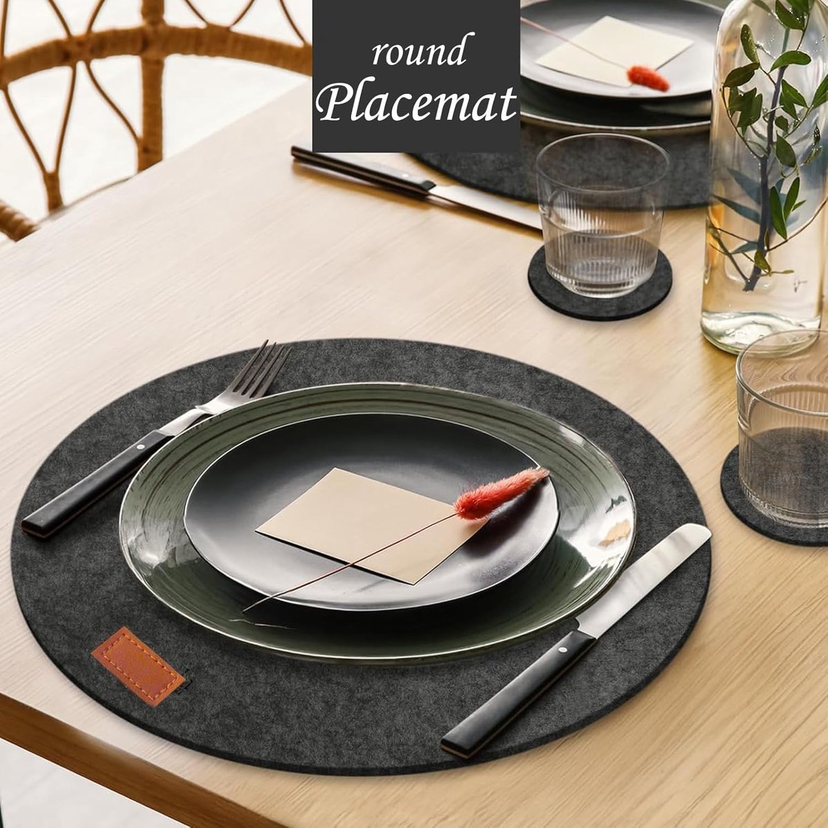 8-delige placemat van vilt, hittebestendig, rond, van vilt, gebruikt in potten, vazen, schalen, borden