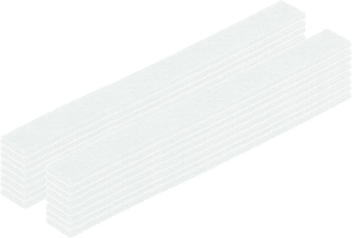 Viltstrips met lijm, 16 stuks, 1/2 inch x 6 inch x 0,3 cm, vilten banden voor meubels, krasbestendig, zelfklevende pads ter bescherming van houten vloeren, wit