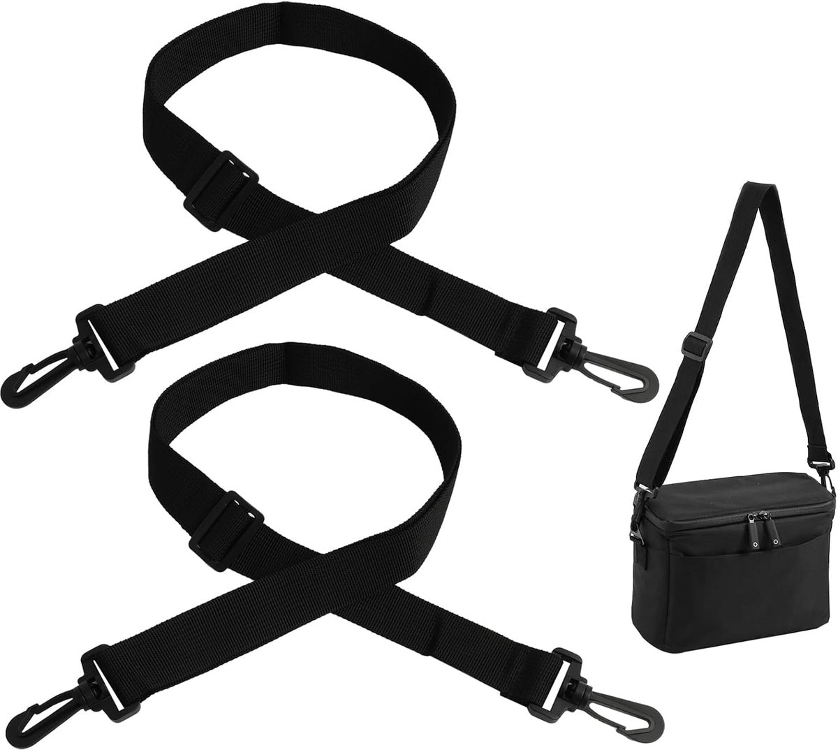 2 stuks schouderband met karabijnhaak, verstelbare schouderbanden, universele vervangende schouderbanden van nylon, geschikt voor schoudertassen, handtassen, laptoptassen, sport- en cameratassen
