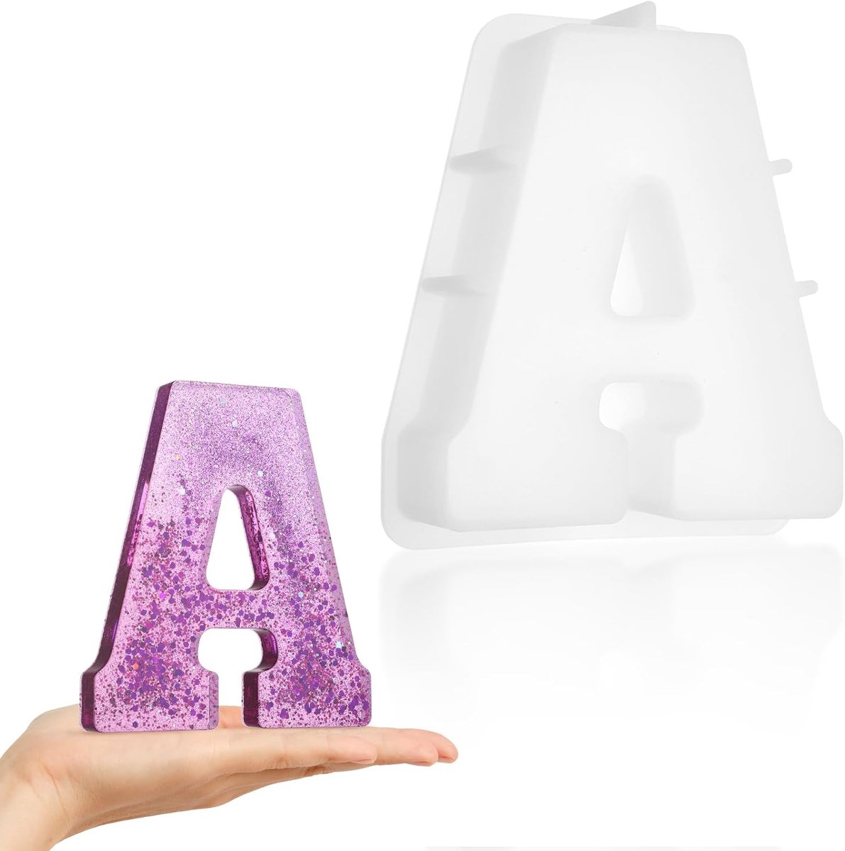 Brief Epoxy Mallen voor Hars, 7 inch 3D Alfabet Silicone Vormen voor Epoxy, Grote Letter Siliconen Gietvormen, voor Verjaardag, Bruiloft, Party, Kaars Wax, DIY Handwerk (A)