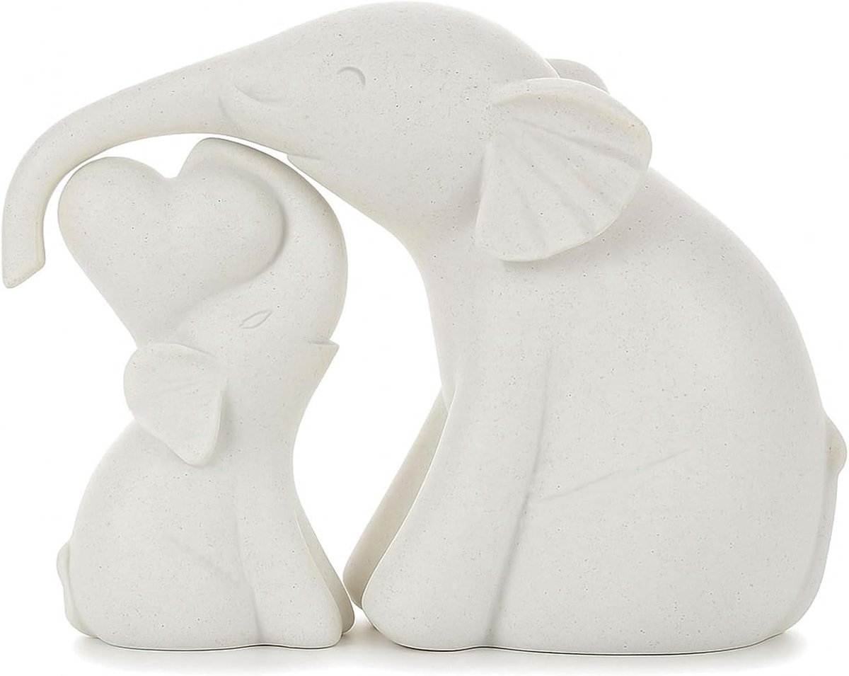 Beelden - Wit Olifant Decoratie voor Woonkamer & Kantoor, Cadeau voor Vrouwen & Moeders, Dierenfiguren voor Planken