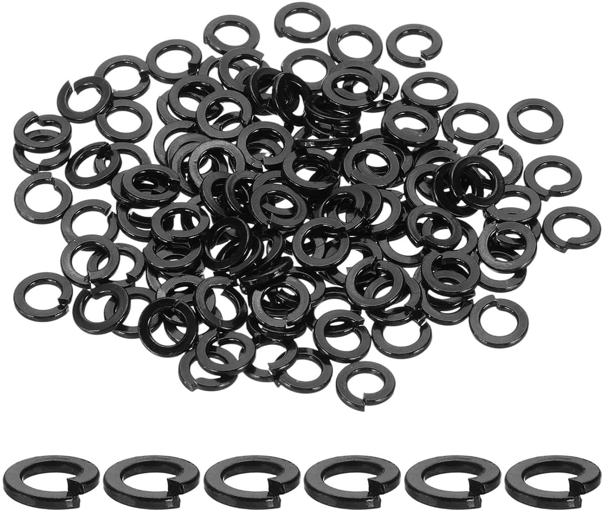 V2A Veerringen, 120 stuks, 8#, veerringen, roestvrij staal, 304, sluitringen, V2A, splitring, borgring, inspoelen, vierkante schijf, afdichtring voor bouten/schroeven, zwart