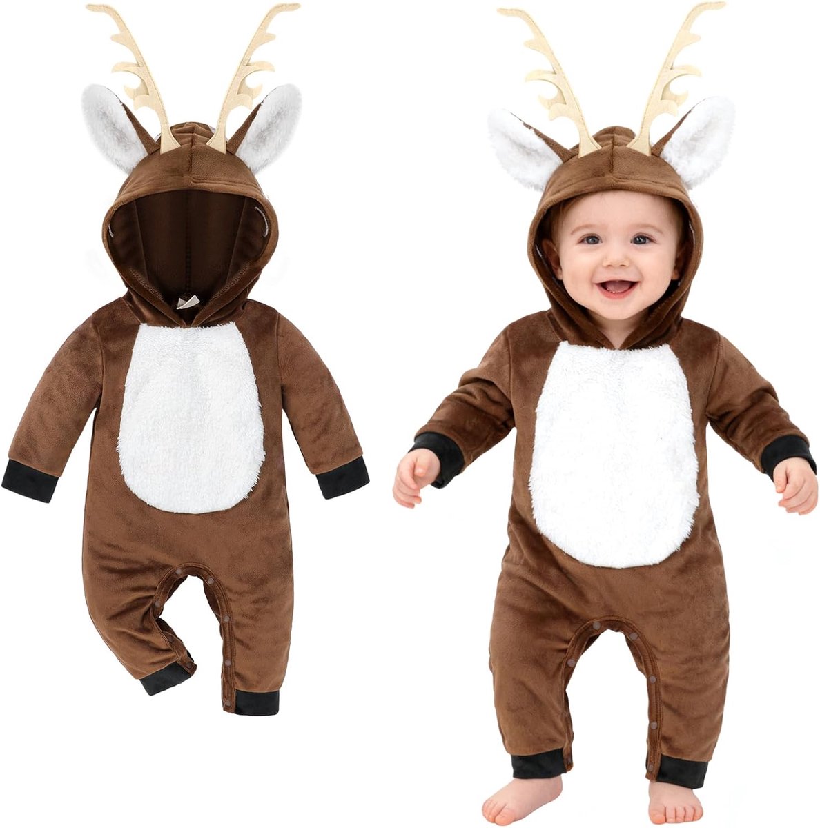 Herten Kostuum Jongens Meisjes Baby Dier Romper Jumpsuit Pasgeboren Hooded Flanellen Rendier Onesie Baby Kerst Halloween Kostuum