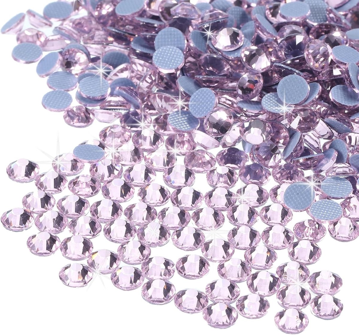 1440 stuks strass-steentjes, hotfix, van kristalglas, voor handwerk, kleding, decoratie, doe-het-zelf (SS12, 3,2 mm, roze)