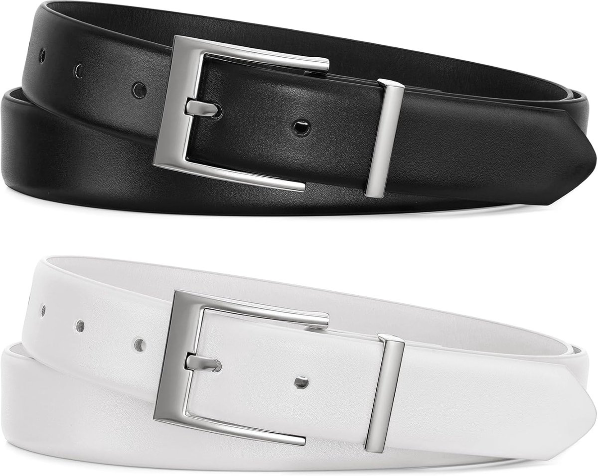 2 stuks leren damesriem, klassieke riem met metalen gesp, tailleriem voor jeansbroeken