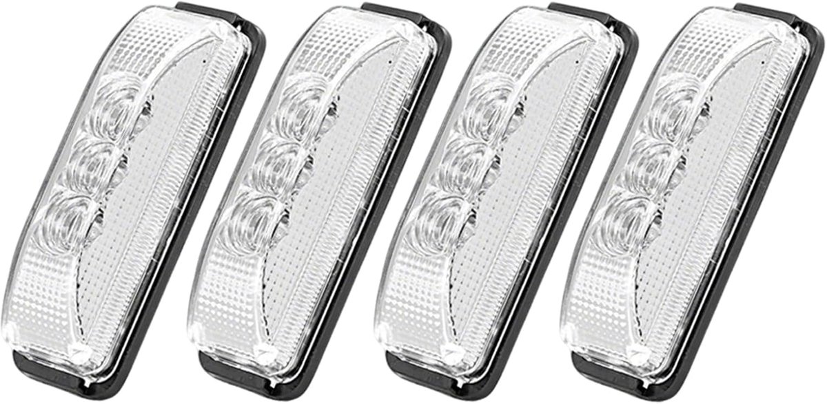 4 stuks 3-LED Trailer Marker Lights - 103 mm Trailer Side Marker Lights LED 12V/24V Waterdichte Zijpositie Lampen voor Truck Caravan Boot RV Vrachtwagen Universeel Voertuig (Wit)