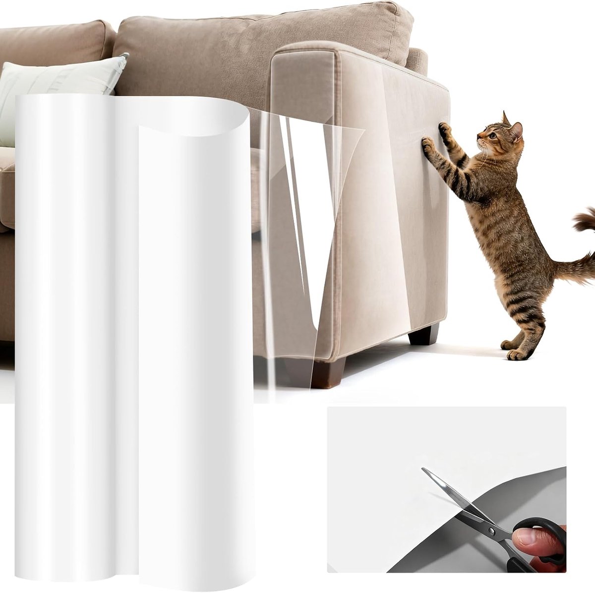 Krasbescherming voor bank, kat, 5 m x 40 cm, transparante krasfolie, zelfklevend, anti-krasfolie voor katten, krasbescherming voor katten, meubels, bank, muur, deur bescherming