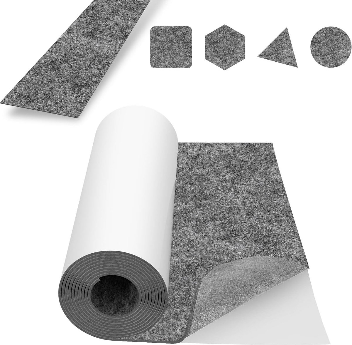 zelfklevend, 100 cm x 150 cm, 2 rollen zelfklevend zelfklevend vilt per meter bekledingsstof stokvilt snijden elke vorm voor doe-het-zelf auto box liner, 2,5 mm dik, grijs