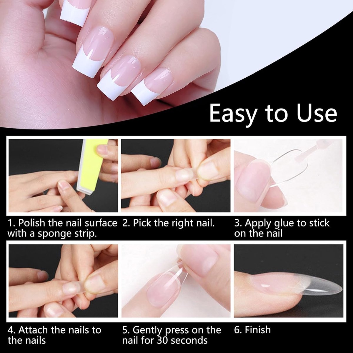 nageltips, 600 stuks valse nagels, acryl kunstnageltips, volledige dekking, nageltips, transparant, voor nagelstudio's, beginners, doe-het-zelf, 10 maten H119-1