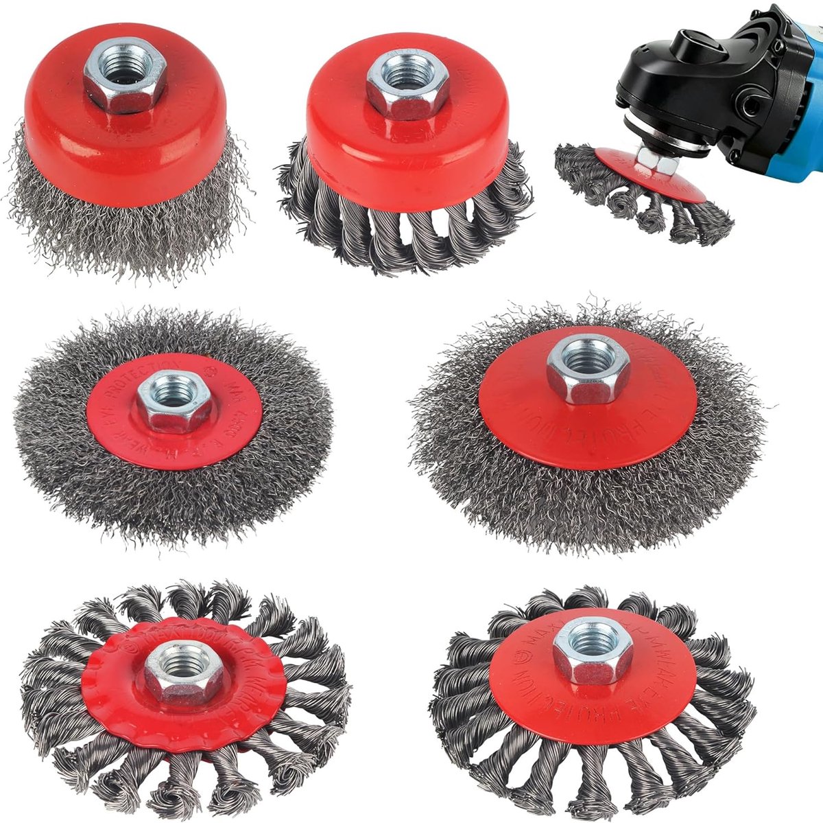Draadschuurborstel voor haakse schuurmachines met een diameter van 75 mm en 100 mm, M14 draadbevestiging, voor metaal en steen, voor reiniging, ontkalking, polijsten en verwijderen