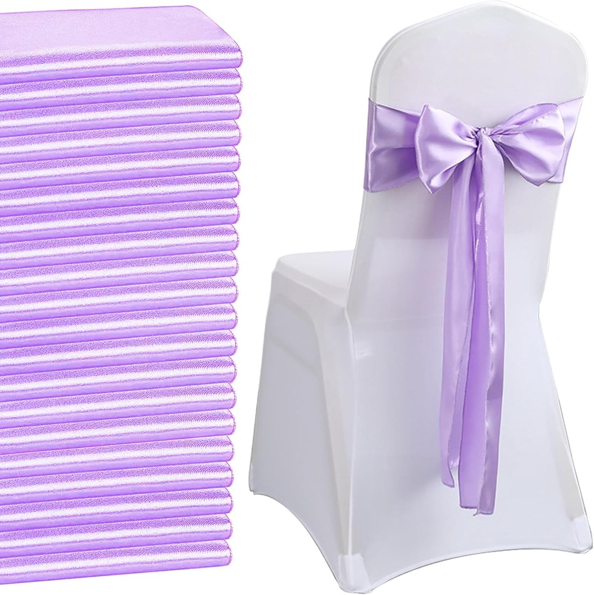 sjerp, 50 stuks, lichtpaars, elastische stoelsjerpen voor bruiloftsdecoratie, verjaardag, banket, party, stoeldecoratie, lichtpaars