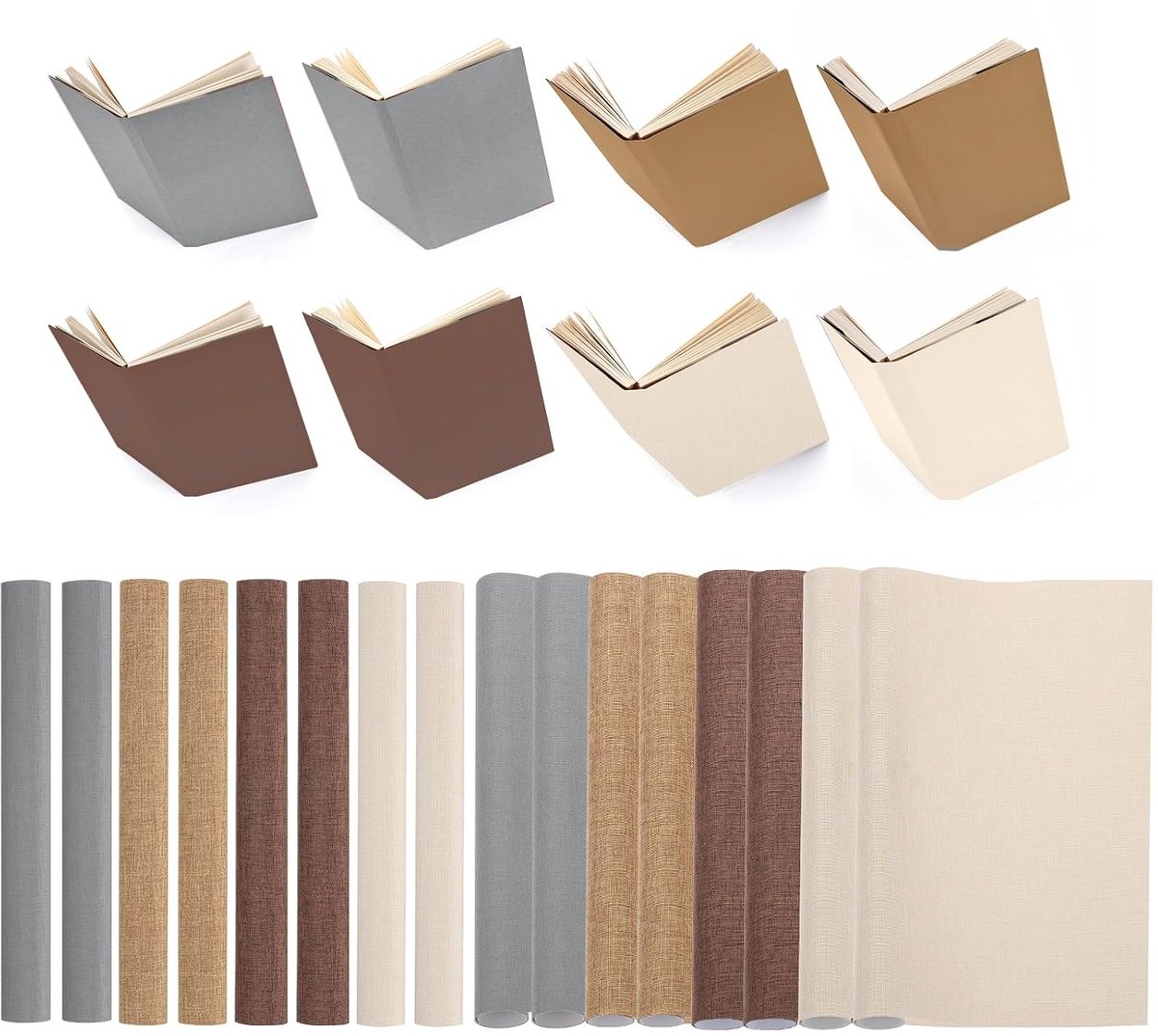 35,56 cm x 25,4 cm Boekbinddoek, 8 stuks Boekcover Boekbinddoek voor Boekbinden Boekkunst Naaien DIY Handwerk, Donkerbruin, Bruin, Grijs, Beige