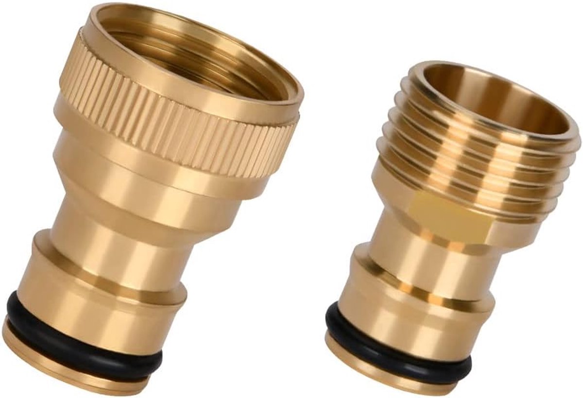 flintronic 2 stuks messing universele kraanaansluiting, snelaansluitset, kraanslangaansluiting, universele kraanaansluiting met schroefdraad, voor tuinkeuken, wasmachine
