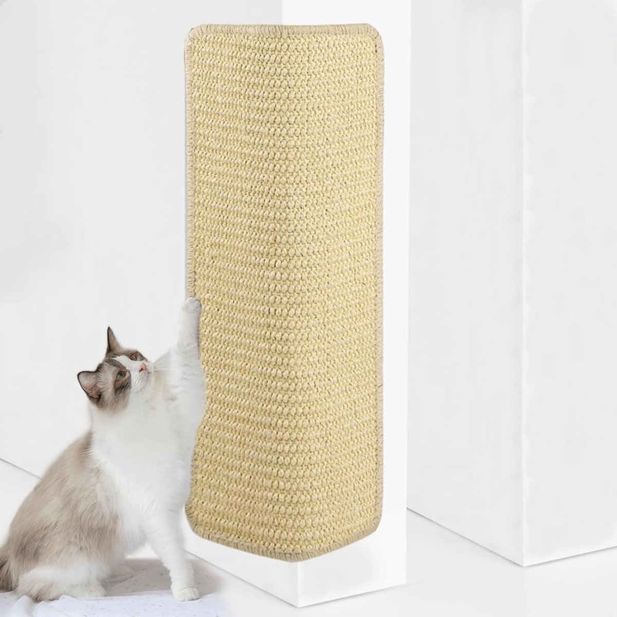 1 stuks krabmat kat sisal, kat krasbescherming kattenkrabmat 30 x 60 cm, kraskarton hoek voor katten beschermt tapijten (beige)