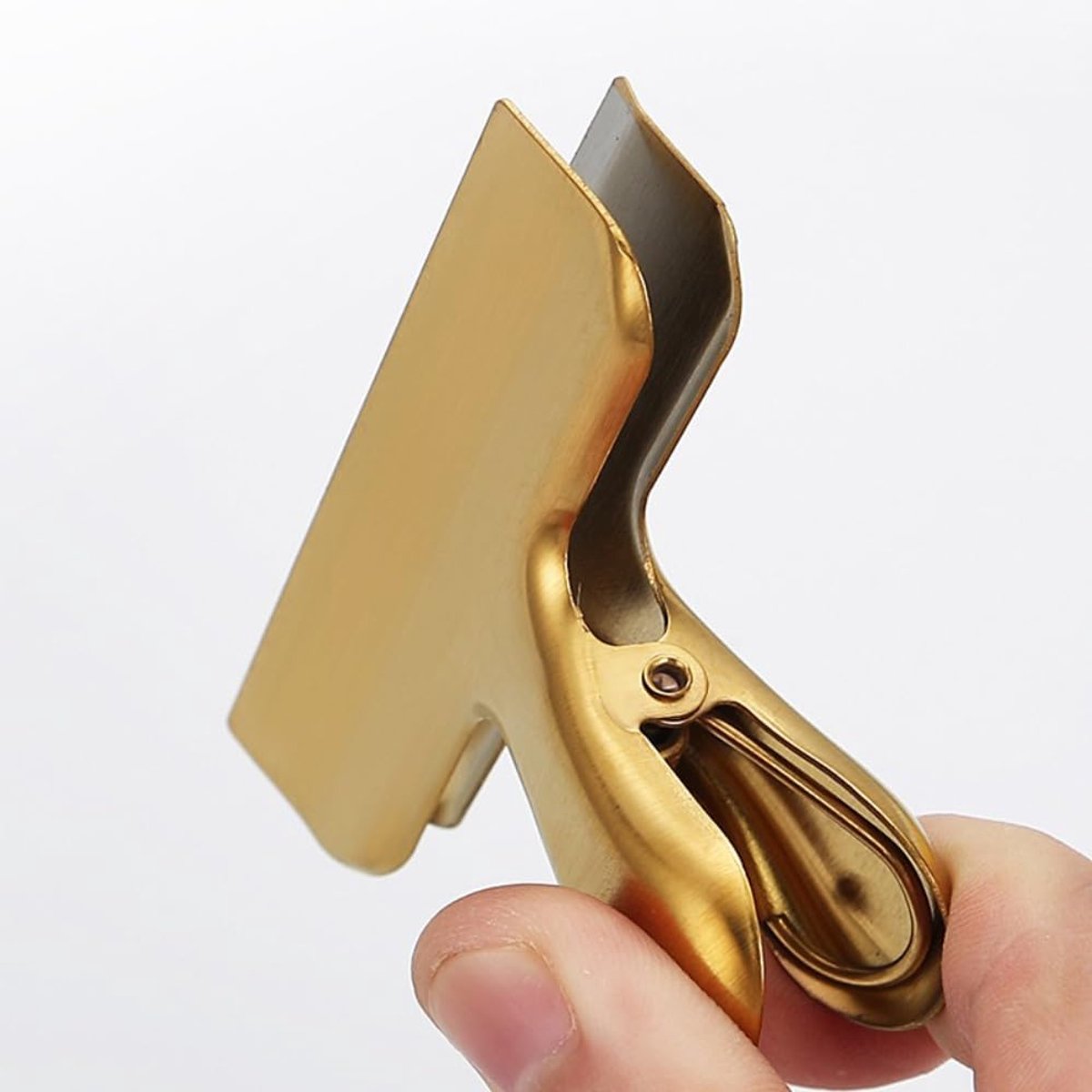 Clips, sluitklemmen van 430 roestvrij staal, bulldog clips, bestandsklemmen, zakclips om vers te houden, sluitclips voor voedselzakjes, 7,5 x 12 cm, goud