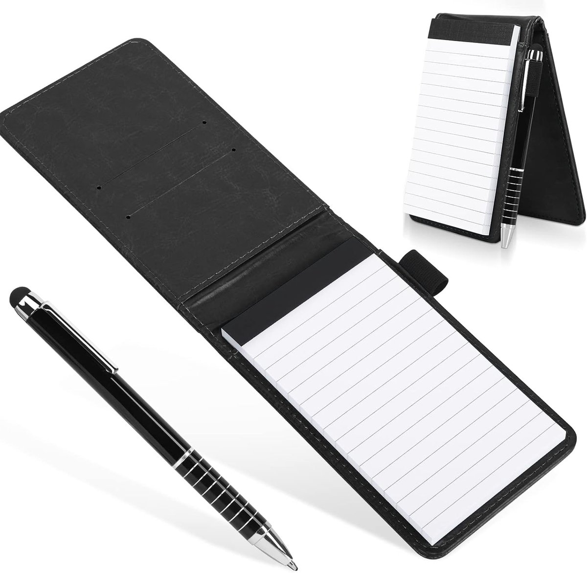 Pocket notitieboek A7 PU lederen notitieboek mini notitieblok A7 lederen notitieblok klein leder notitieblok met pen, mini pocket notebook zaknotitieblok voor activiteiten buitenshuis (zwart)