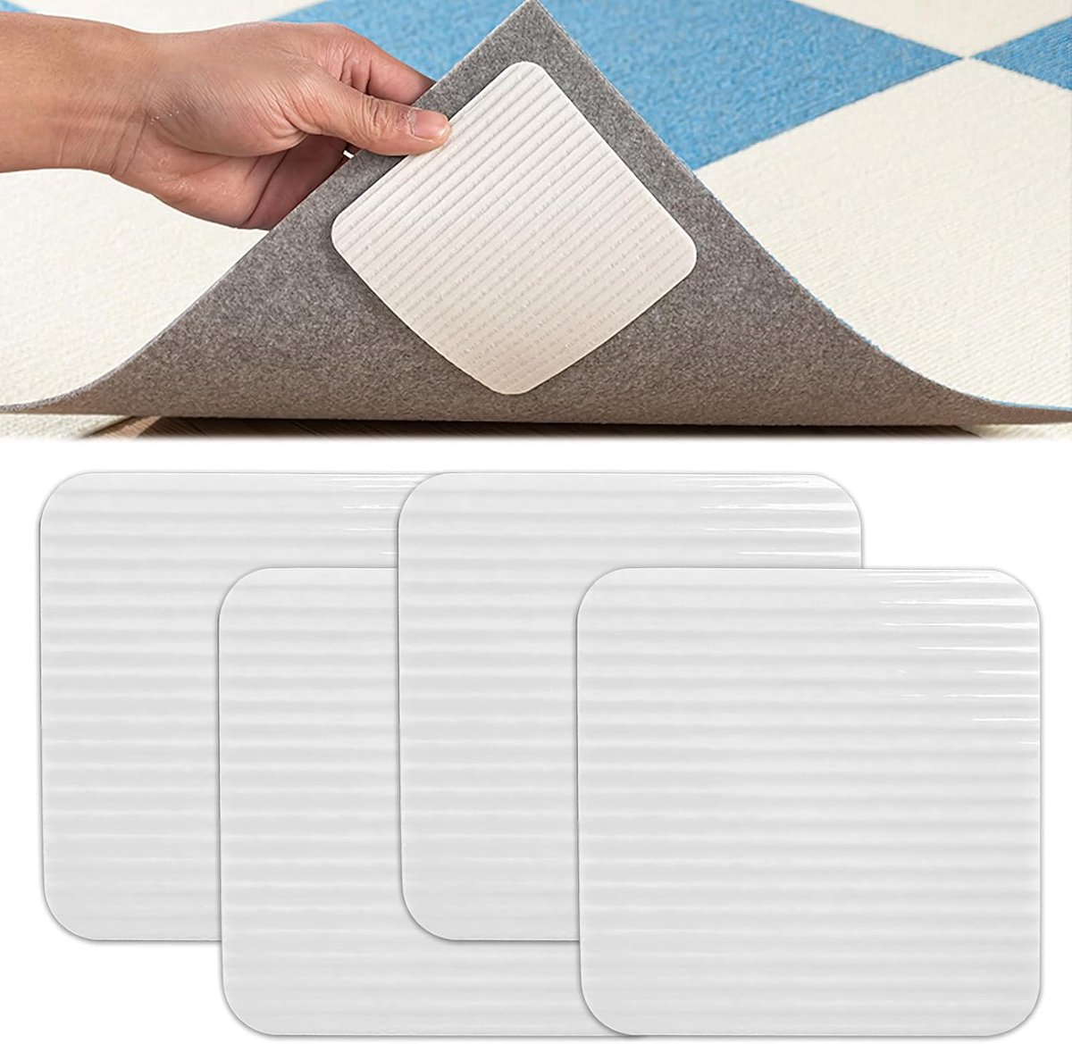 Antislipmat voor tapijt, 4 stuks, antislip tapijtonderlegger, antislip tapijt, antislip pads, tapijt onderlegger