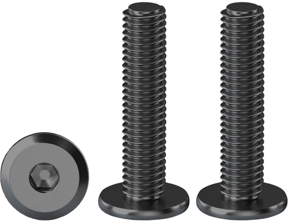 M5 lenskopschroeven, zwarte schroeven met binnenzeskant 20 stuks M5x25mm roestvrijstalen platte kopschroeven draadschrouwen voor huishouden, bouw, machines, motorvoertuigen