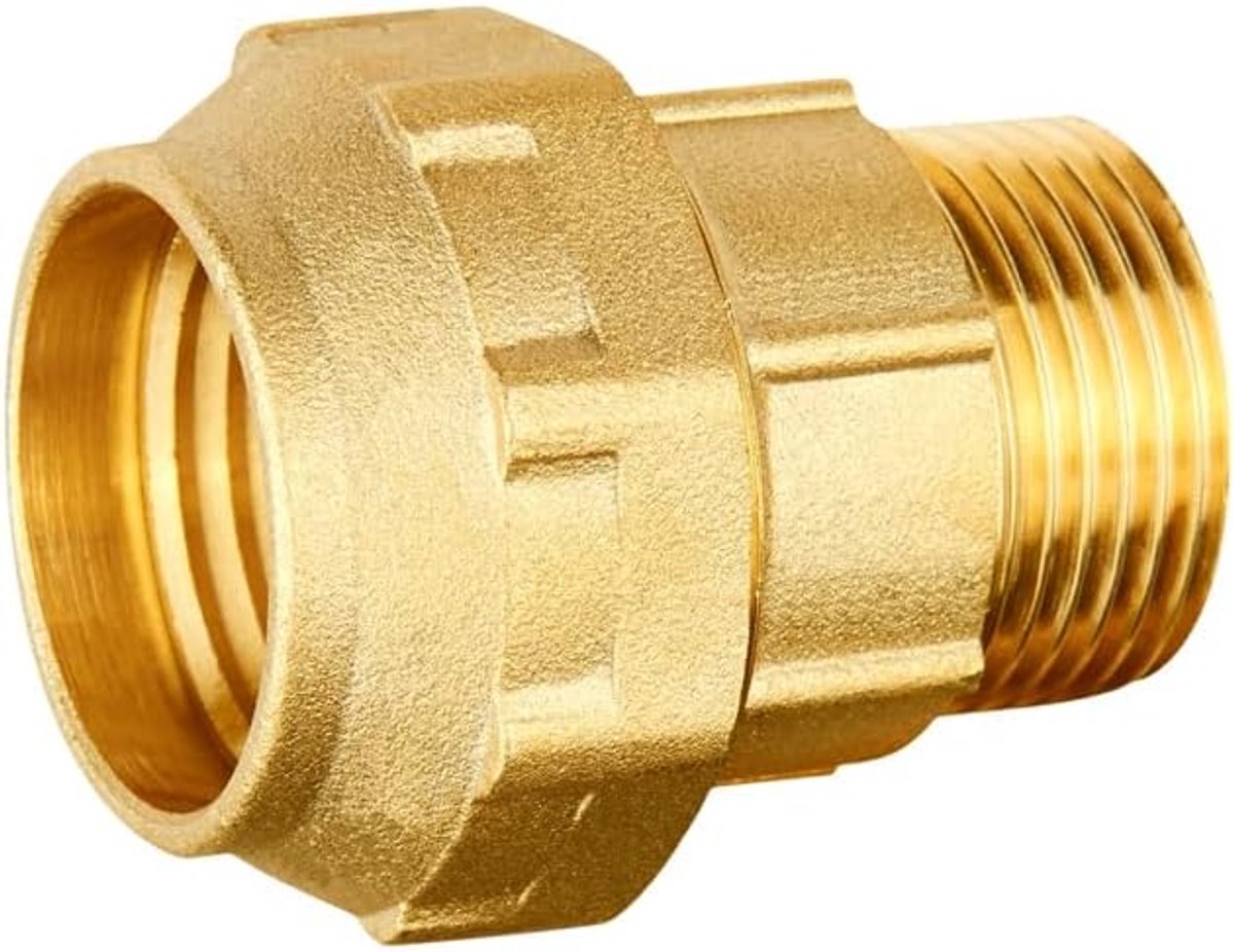 Messing aansluiting 25 mm x 3/4 inch voor 25 mm PE-buis, messing manchet voor hogedrukirrigatie en sanitair, Aor-gecertificeerd