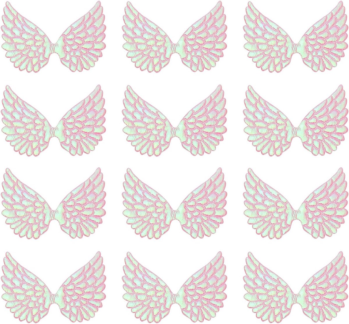 12 stuks engelenvleugels om te knutselen, kleine glitter roze engelenvleugels ornament stoffen vleugels naaipatches voor rugzakken jurk doe-het-zelf ambachten decoratieve rekwisieten (7,3 cm)