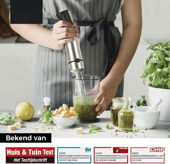 Lìon® Staafmixer Set - Staafmixer met Pureeropzetstuk - Elektrische Staafmixer - Zilver - 7cm x 7cm x 41cm van Lion — afbeelding 4