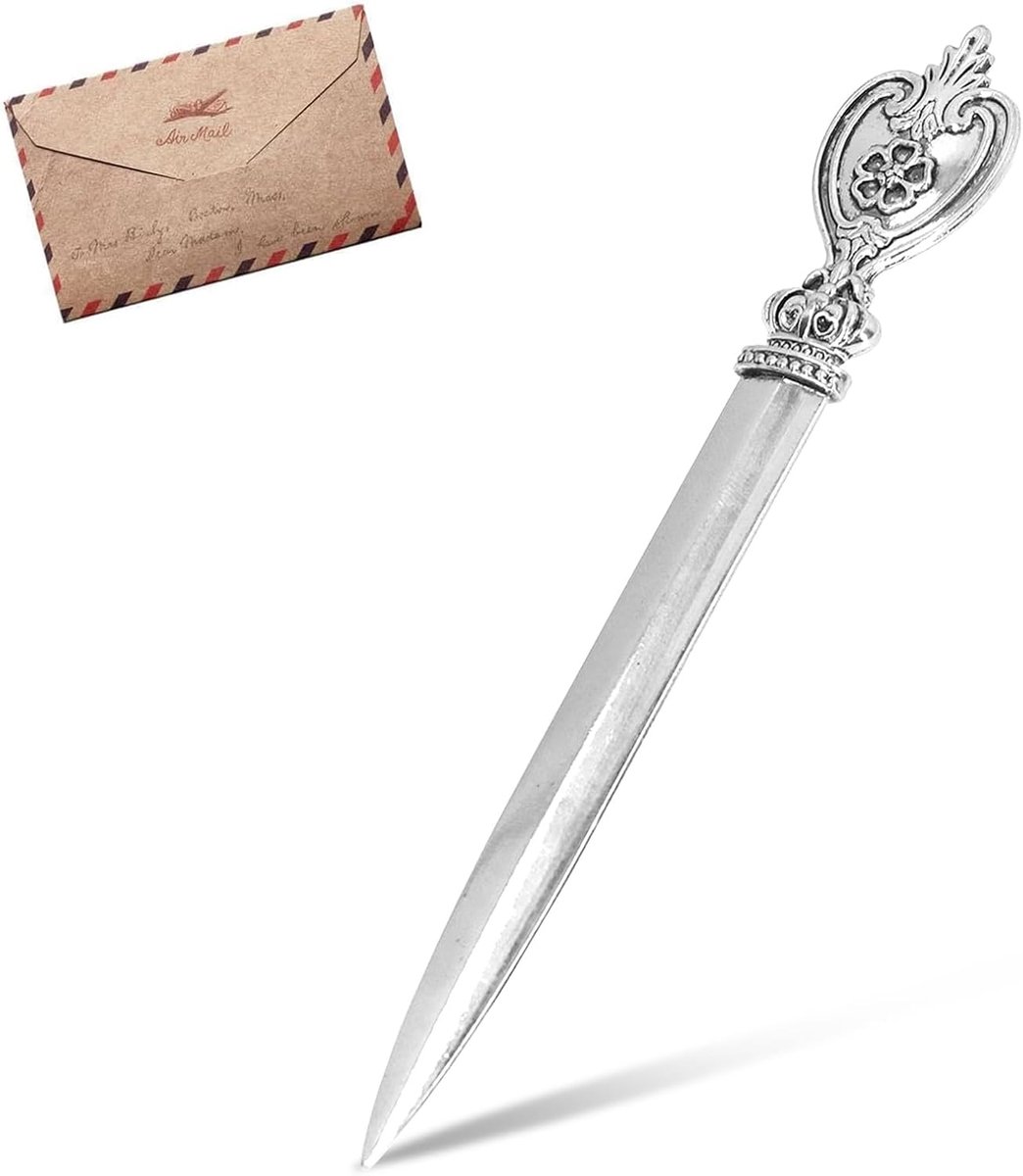 Opener, Letter Opener Noble Metal Letter Opener Retro Envelop Opener Knife Licht Handgemaakte Envelop Cutter Vintage Letter Opener Knife Desk Letter Opener Knife (Zilver)