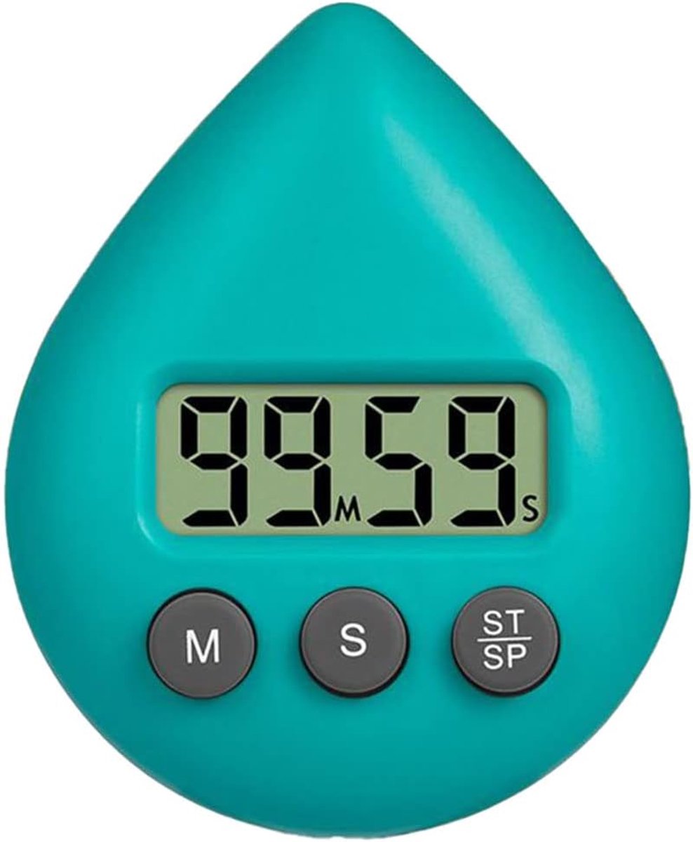 Keuken Timer, Waterdichte Digitale Douche Timer 5 Kleur Water Drop Vorm Energiebesparing Digitale Timer met Zuignap voor Koken Douche Badkamer Gym Klaslokaal