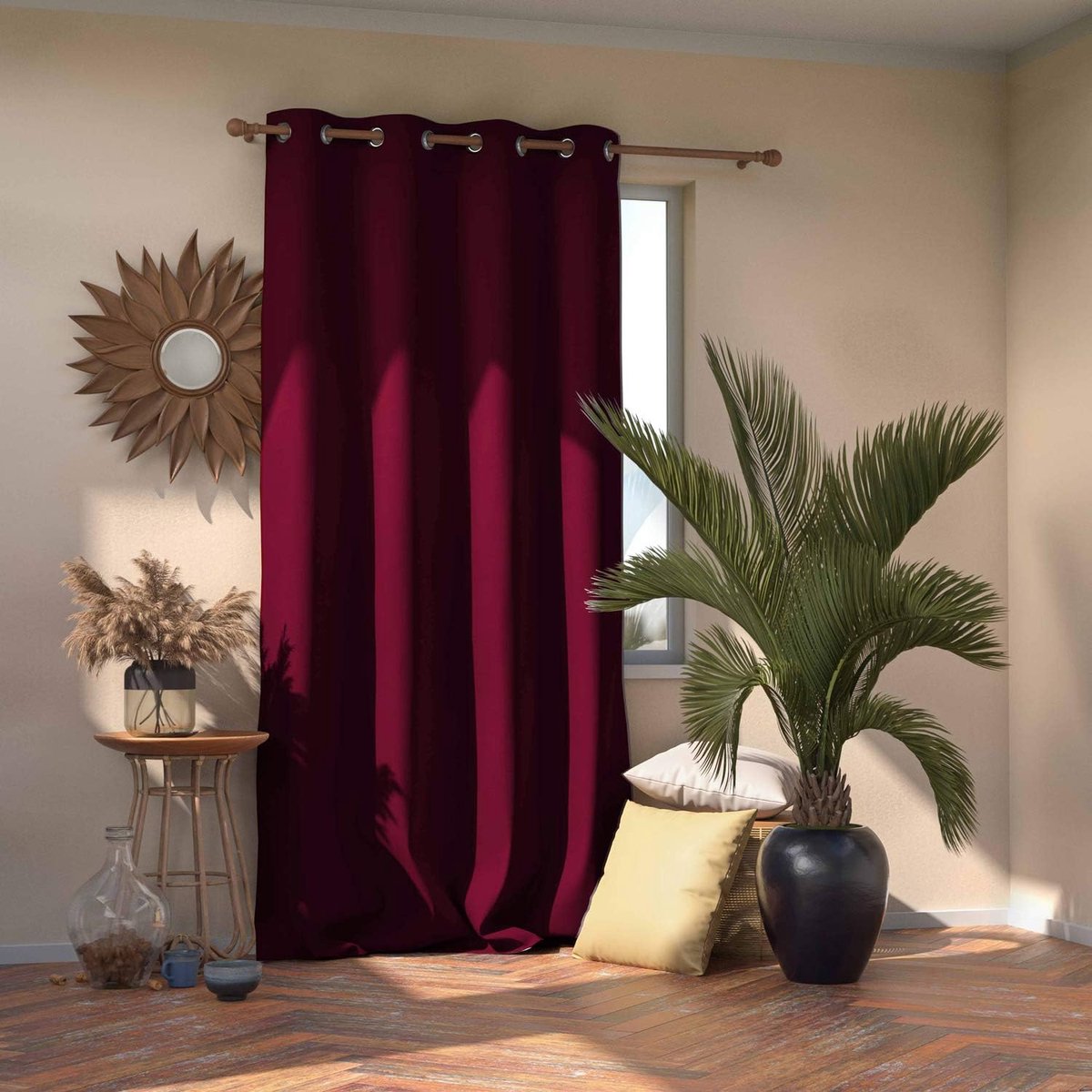 Blackout gordijn 1 st. ondoorzichtig, polyester, wijnrood, oogjes 140x270