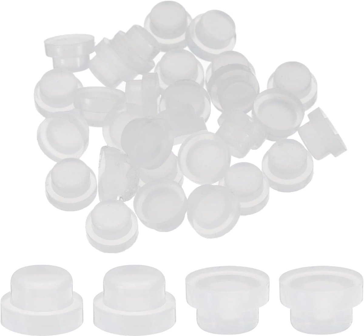 30 stuks afdekkappen voor gaten, gatafdekking, inbouwbevestiging, siliconen, hittebestendig, voor boring 4,5 mm, rond, voor meubels, kasten, wit