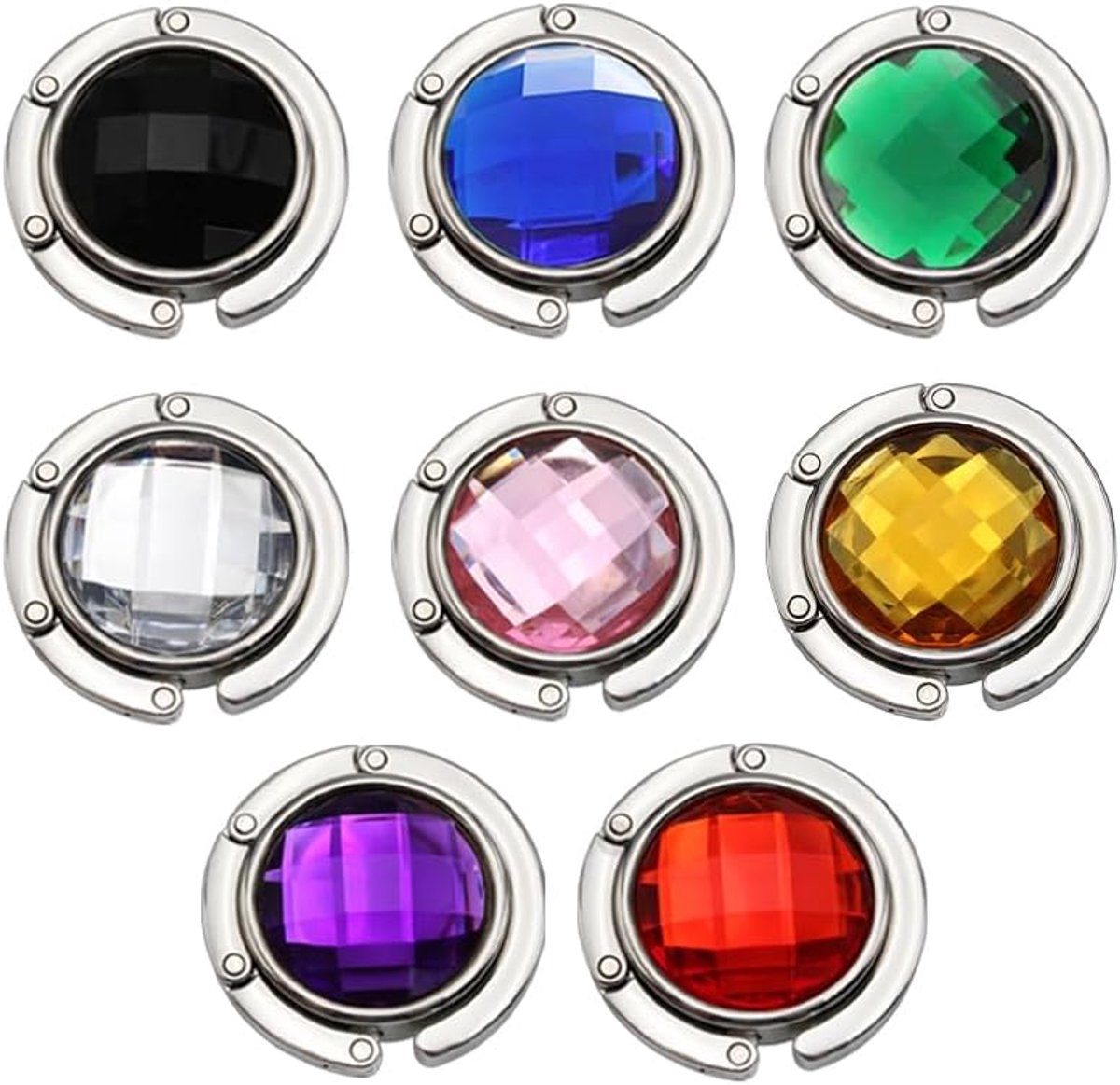 8 stuks tafelhandtassenhouder, haken, opvouwbare handtashaken, draagbare tafelhaken, tafelhaken voor handtassen, mobiele handtassenhouder, voor restaurants, cafés, portemonnee (8 kleuren)