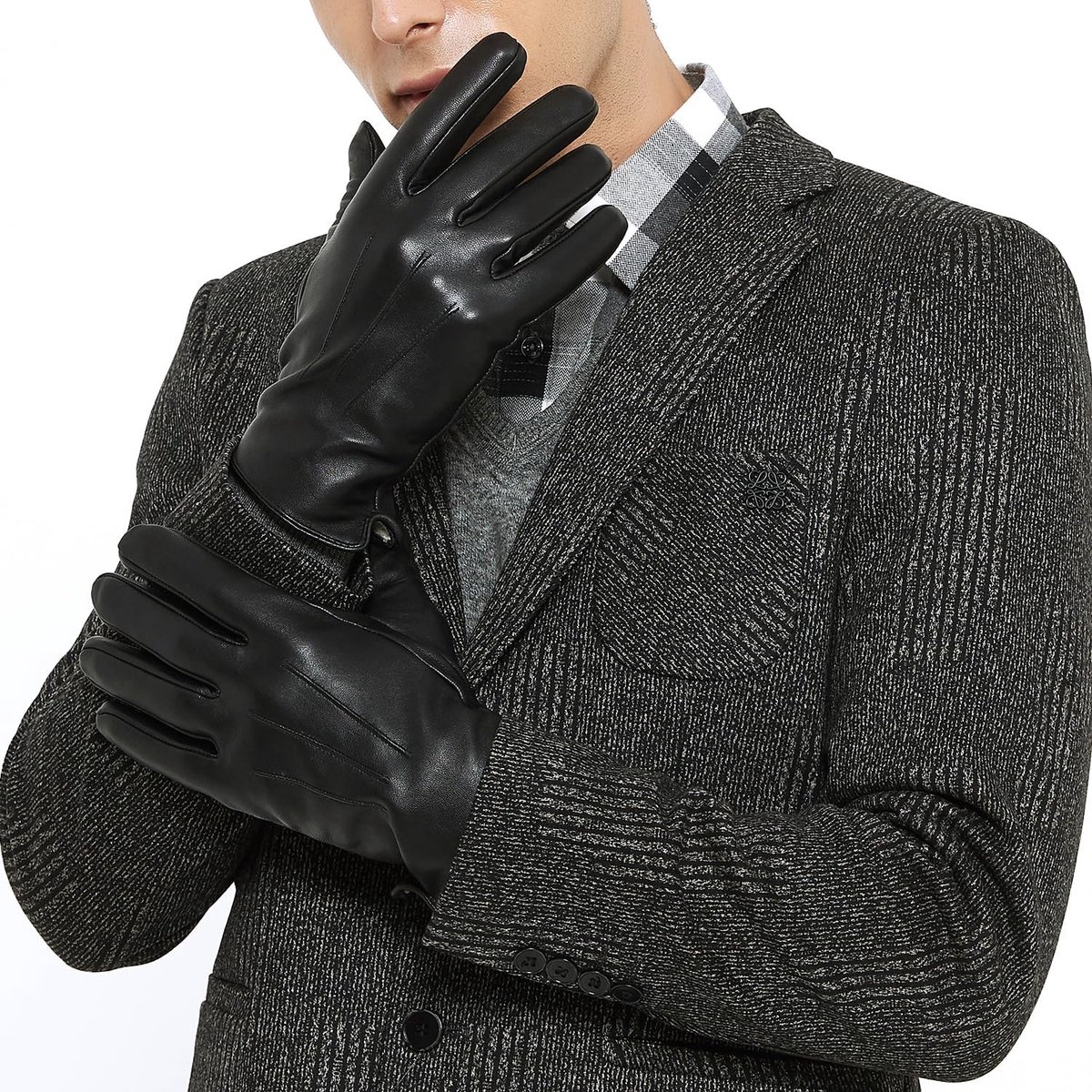 winter echte schapenvacht lederen warme handschoenen kasjmier of wollen voering