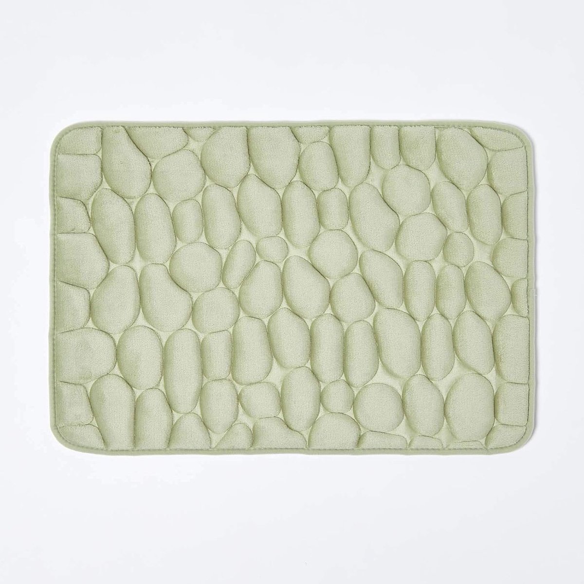 Absorberende, antislip douchemat, badmat van traagschuim in kiezeldesign, lindegroen, 40 x 60 x 1,3 c