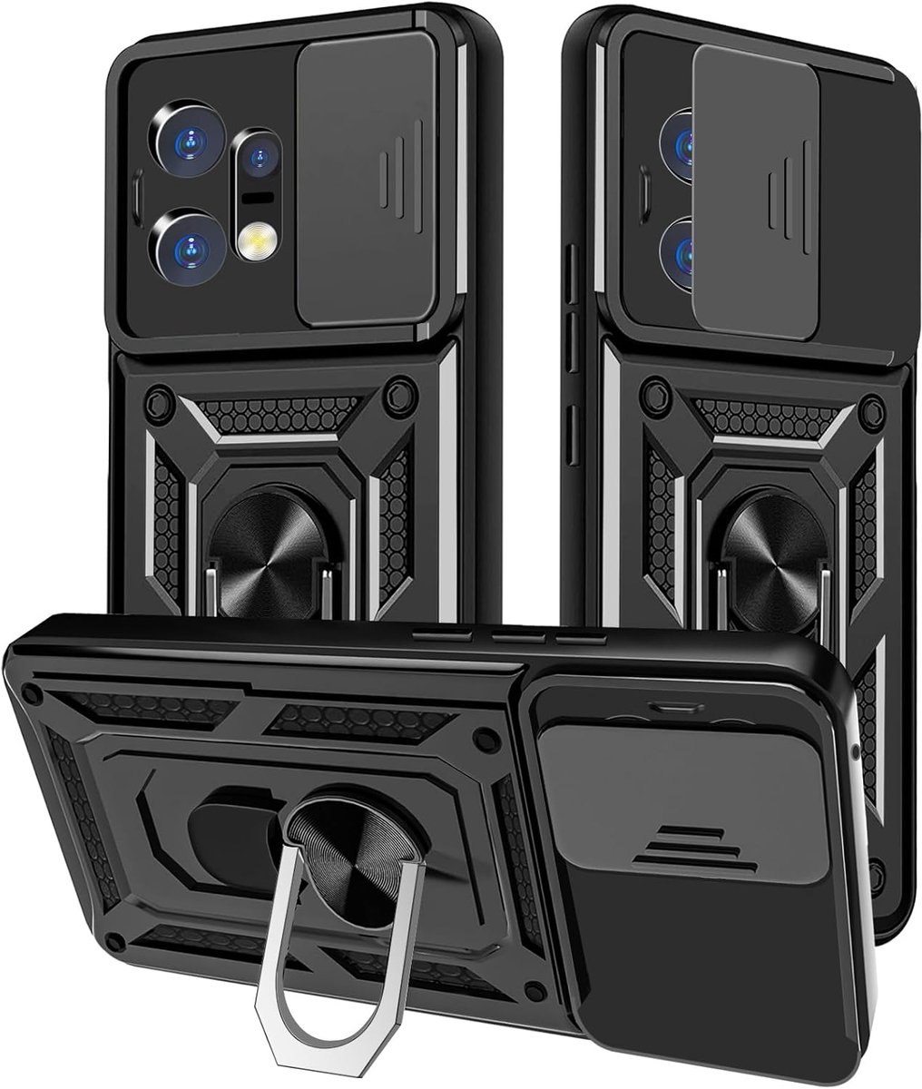 Beschermhoes voor Motorola Edge 50 Pro, Schokbestendig, Antislip, Camerabescherming, Met 360° Draaibare Ring, Houder, Zwart