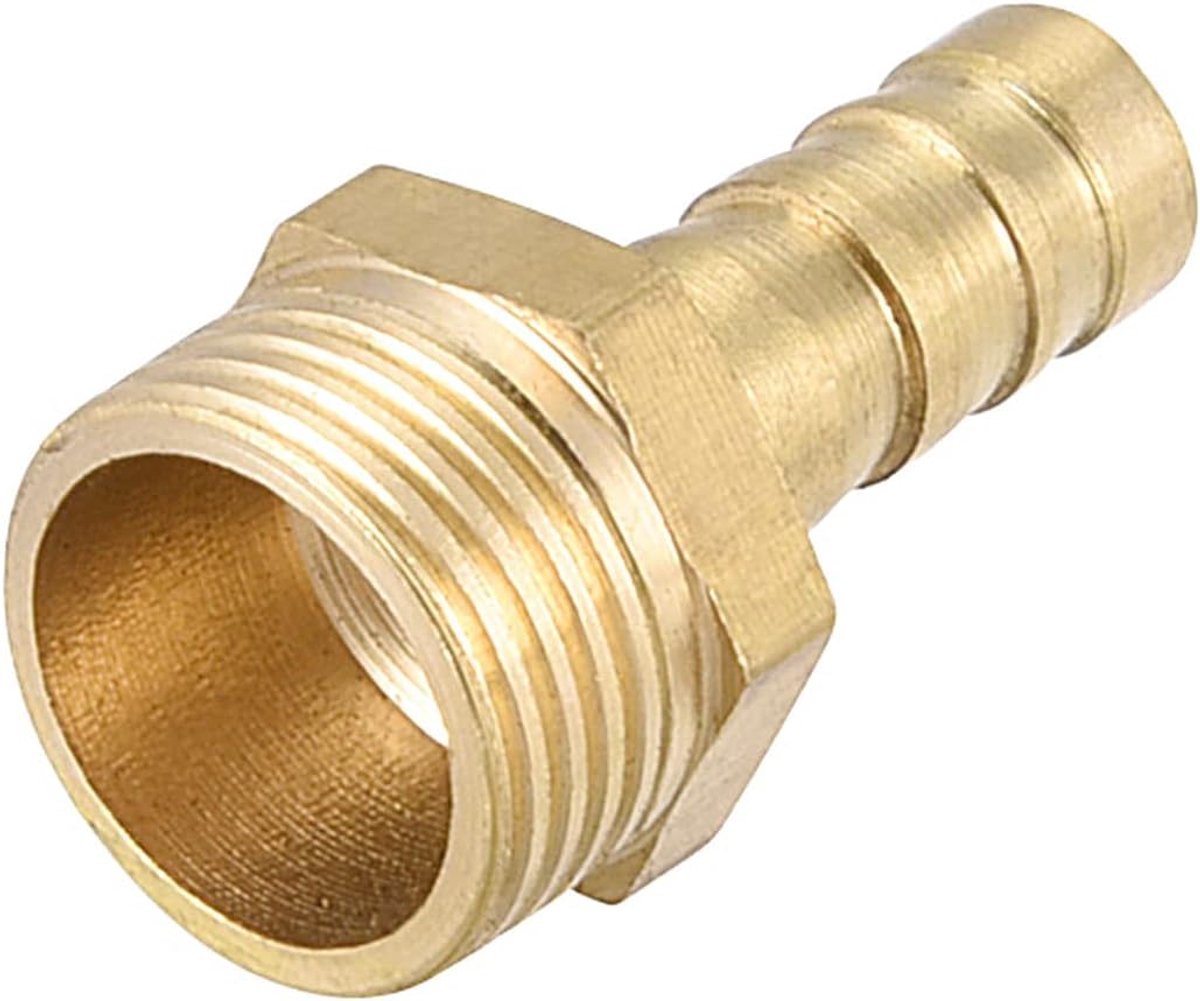 METERXITY Messing Barb Hose Connectors - Pijpfitting Adapter voor het vervoeren van luchtvloeistof, van toepassing op de industrie (0,3 "Weerhaak x G3/8 mannelijk draad, goudkleur)