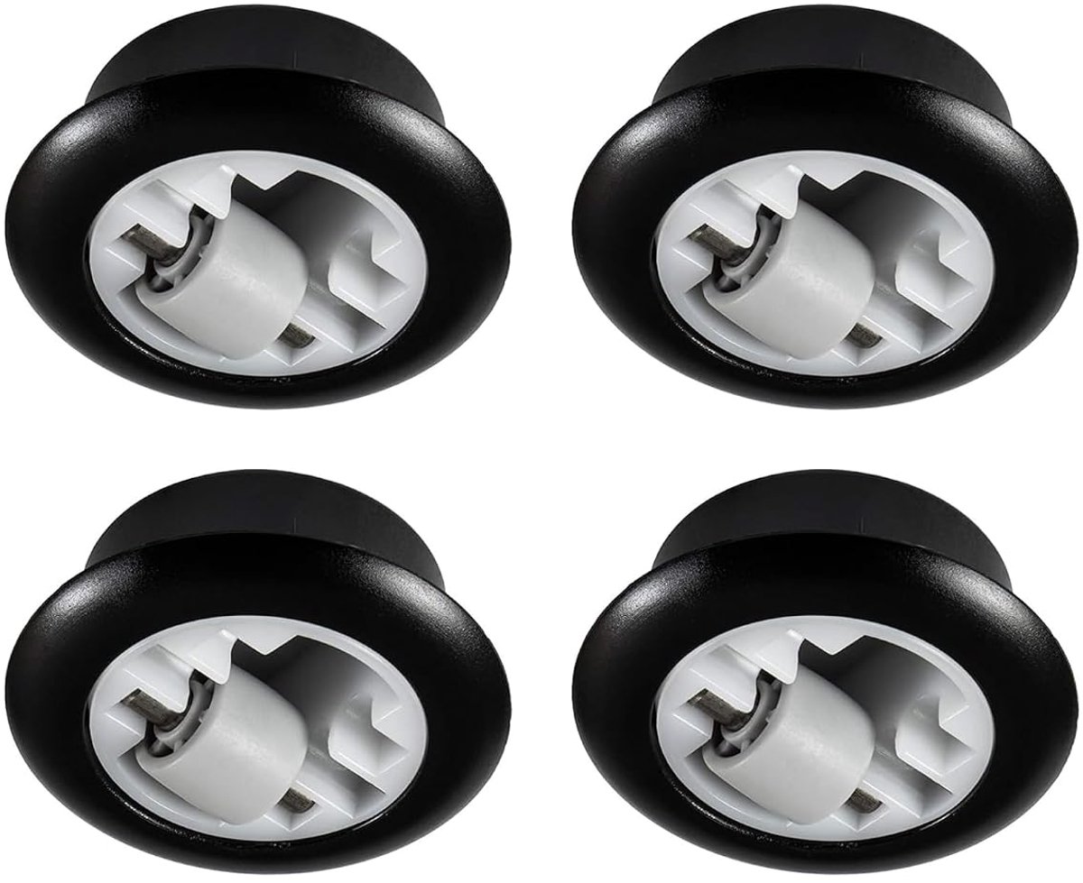 Zwenkwielen voor boren, pakket van 4, transportwielen zonder rem, totale diameter 54 mm, kunststof zwenkwiel met draagkracht 50 kg, gemaakt in Duitsland, meubelwielen voor inlaat