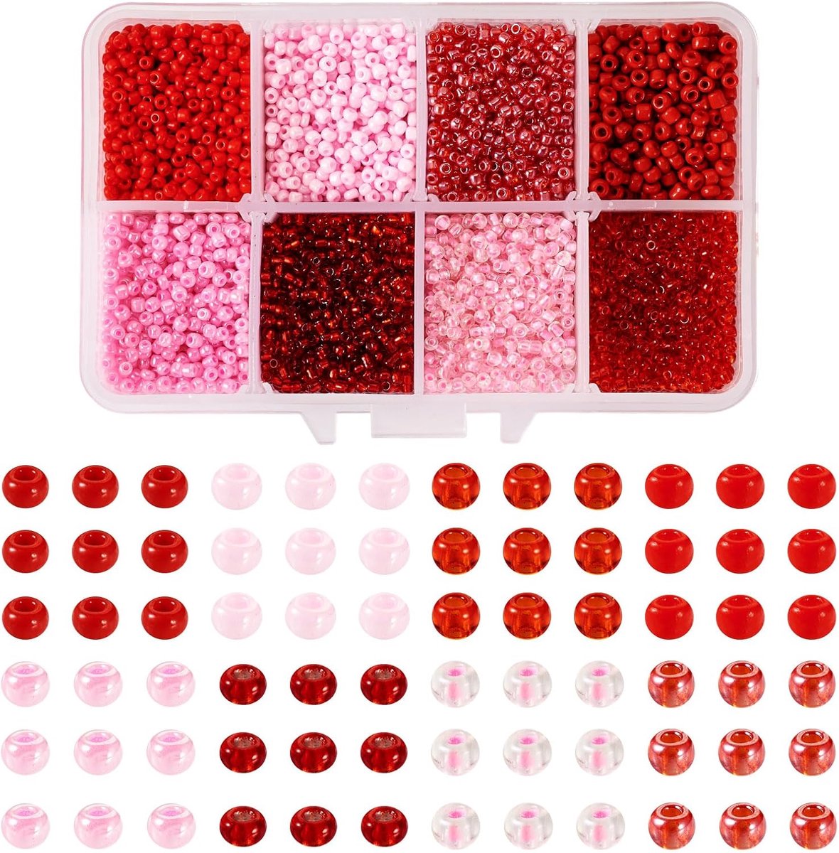 160G Roze Rode Glas Rocailles 12/0 2mm Glanzende Ronde Bulk Mini Spacer Kralen voor Sieraden Maken Ketting Armband Oorbellen Ambacht, Gat: 1mm
