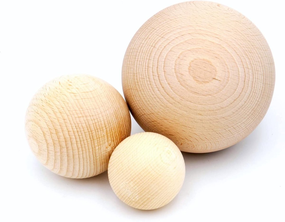 Houten bol van beukenhout 80 mm zonder boring 4 stuks - bol van hout made in Austria