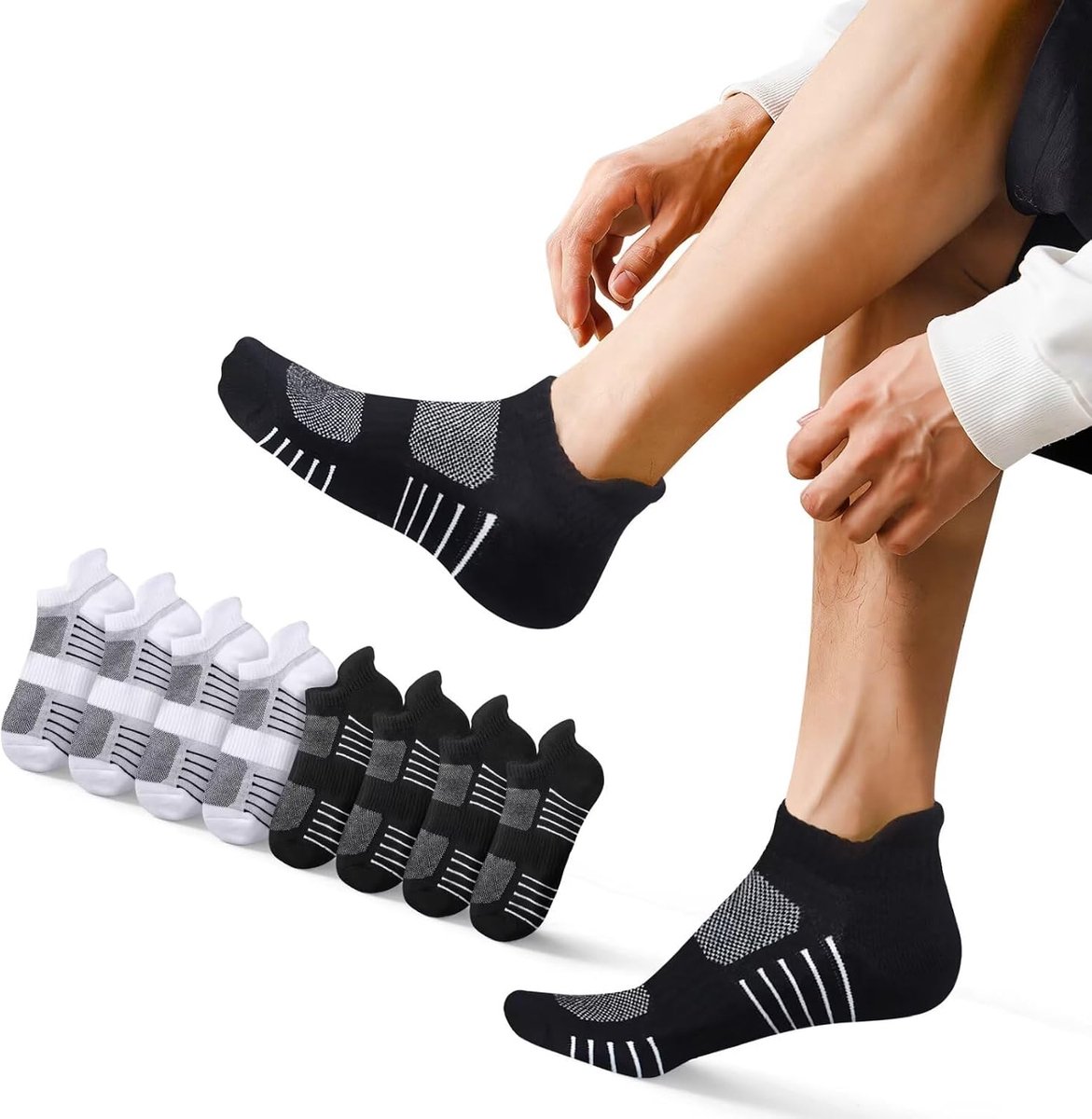 Sokken Heren und Dames 8 Paar, SportSokken Kurze LaufSokken Sommer Anti Schweiß Baumwolle Running Socks