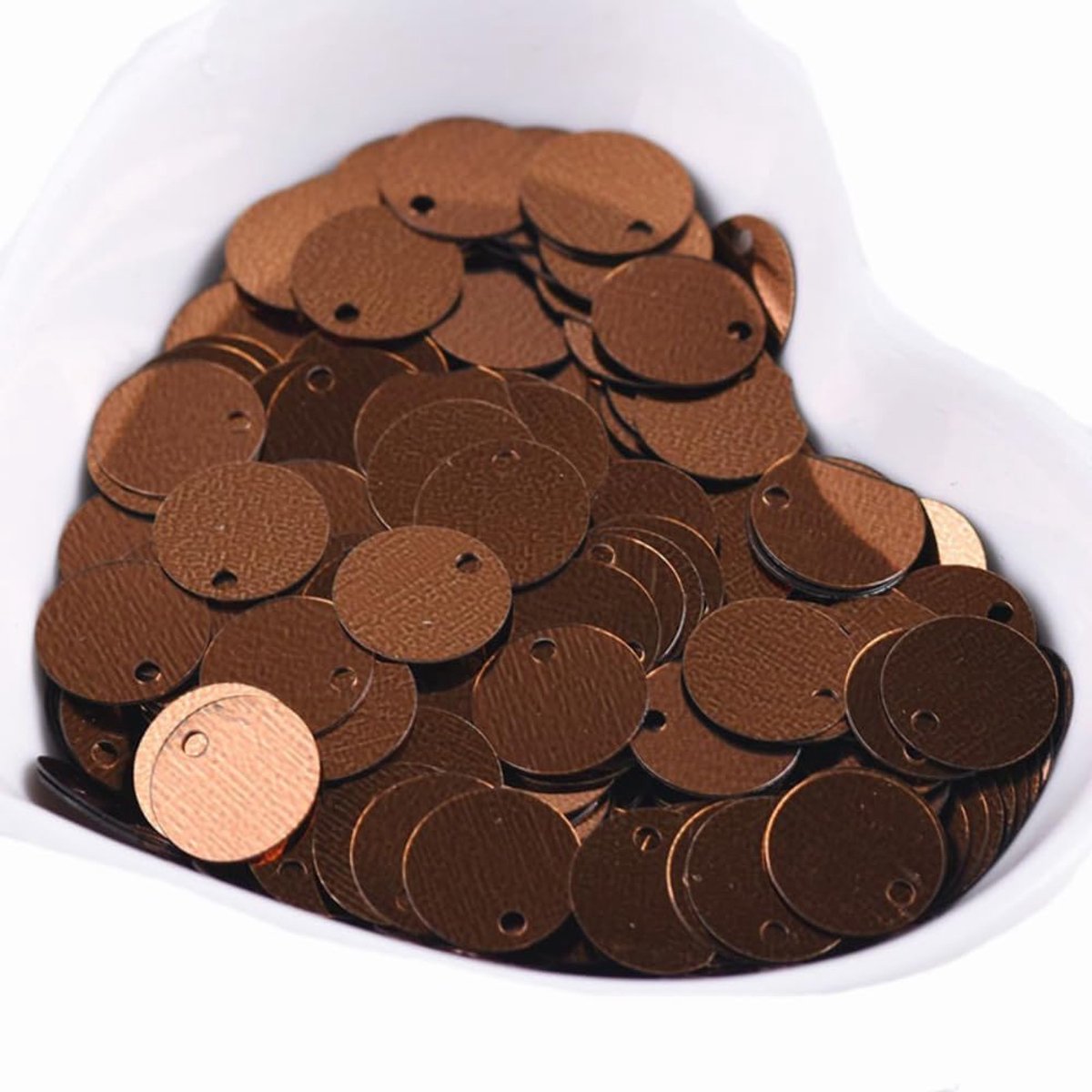 Pailletten ca. 600 stuks 10 mm ronde pailletten losse pailletten met gat pailletten voor het knutselen voor doe-het-zelf naaien handwerk sieraden maken kledingdecoratie woondecoratie, koffie