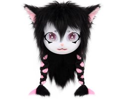 Kat Hoofd Masker Fursuit Leuke Pluche Anime Maskers Voor Halloween Maskerade Cosplay Kostuum Accessoire