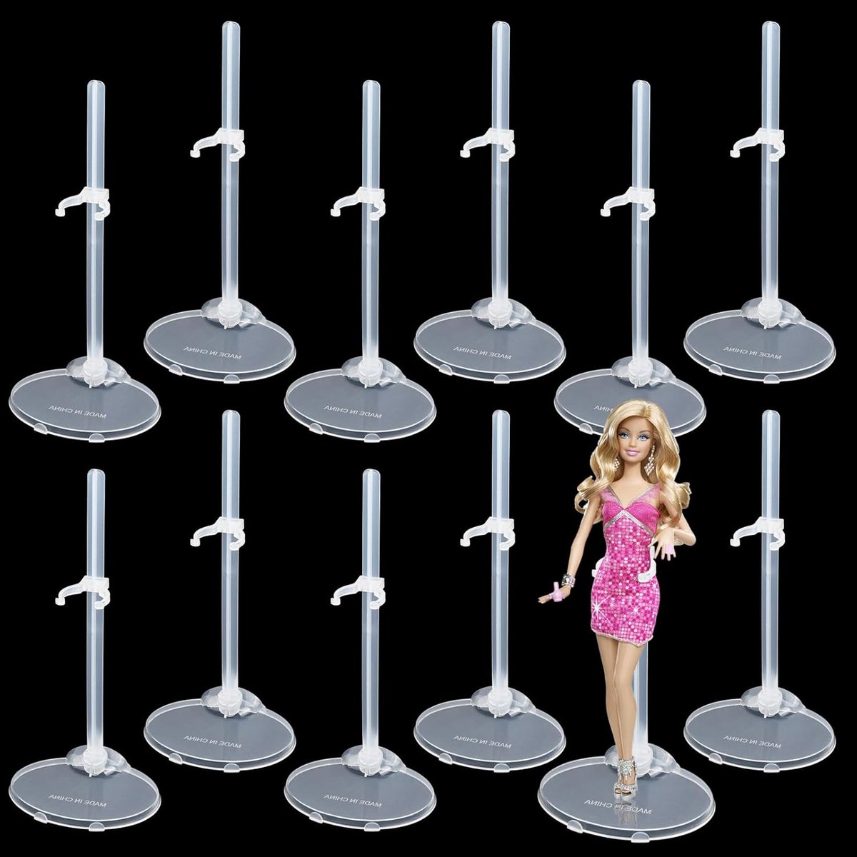 12 stuks poppenstandaard, verstelbare en transparante displayhouder voor actiefiguren en poppenaccessoires