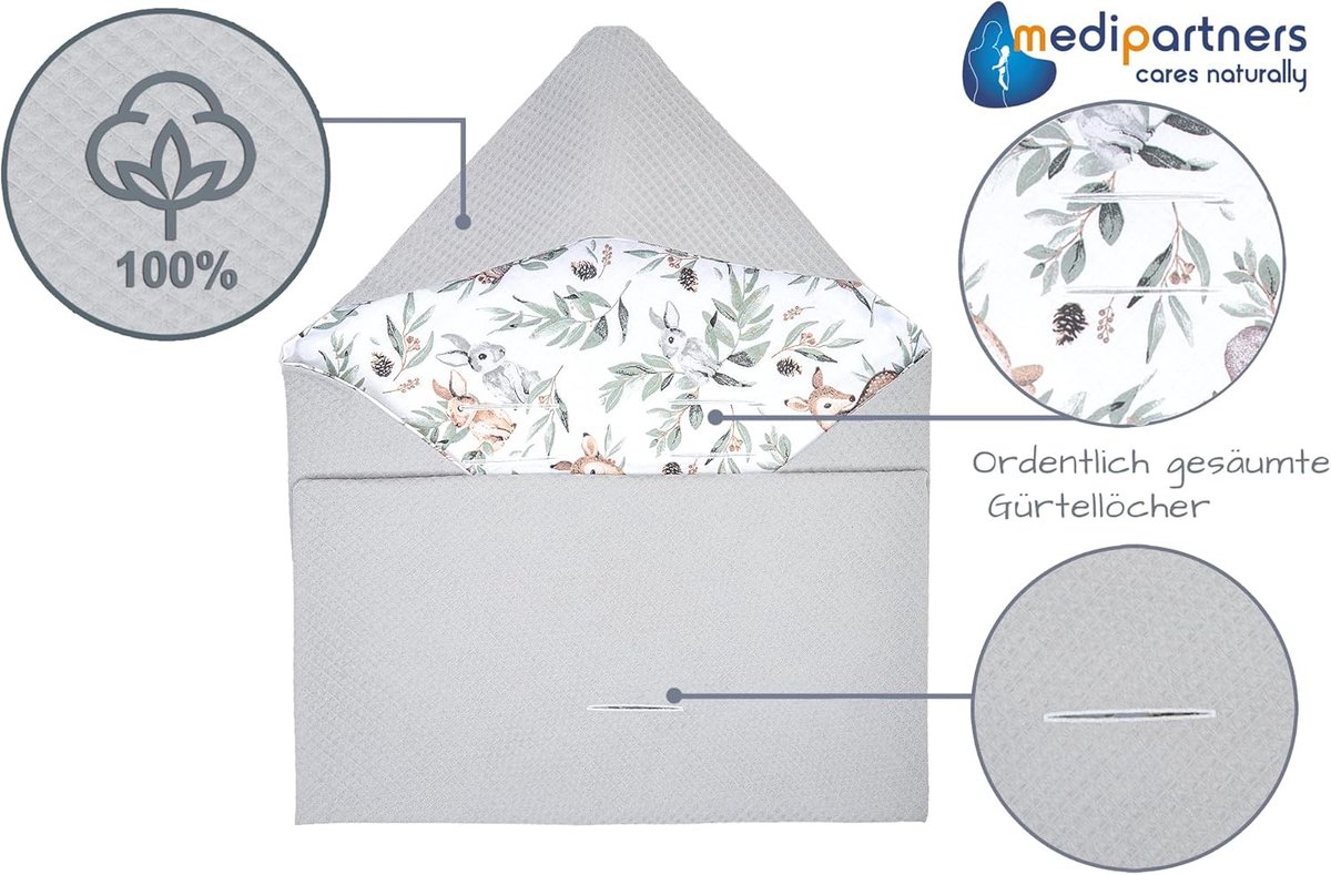 Partners Inbakerdeken 100% Katoen Waffle 85x85cm knuffeldeken voor kinderwagen babyzitje universele babydeken dubbelzijdig buggy autostoel