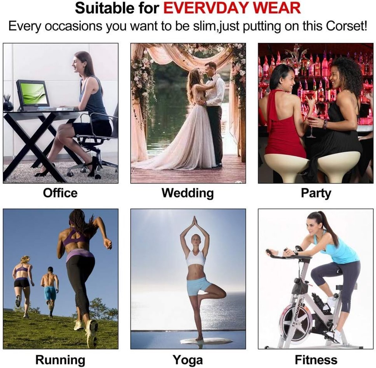 Onderborstkorset voor dames, taillevormer, neopreen, body shaperwear, buikcontrole, cincher, verstelbare bandjes, vest, zwart, S