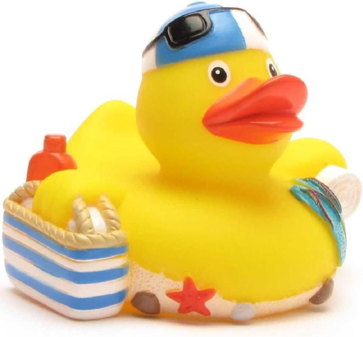 I Badeend Strand I Quietscheend I L: 8 cm - incl. Piepeend Sleutelhanger in Set I Cadeau voor Vakantiegangers