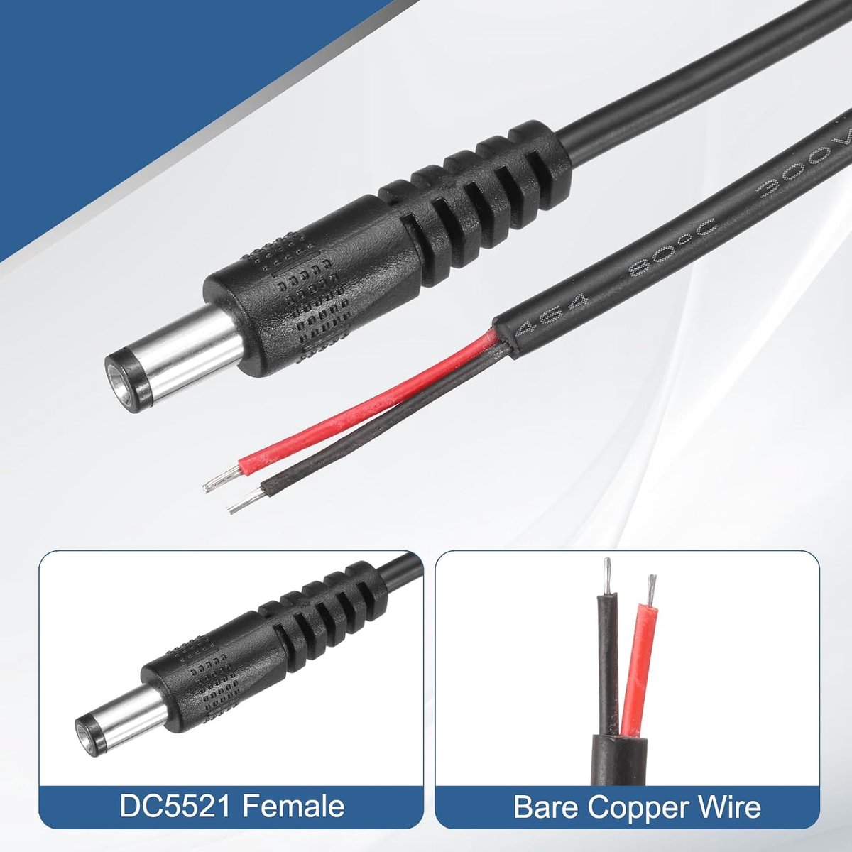 3 stuks DC-stroomvarkenskabel, 3,5 mm x 1,35 mm mannelijke barrel-stekkeraansluiting op blanke draad, open uiteinde, 25 cm, voor pc, laptop, speelgoed, mobiele telefoon, elektronische
