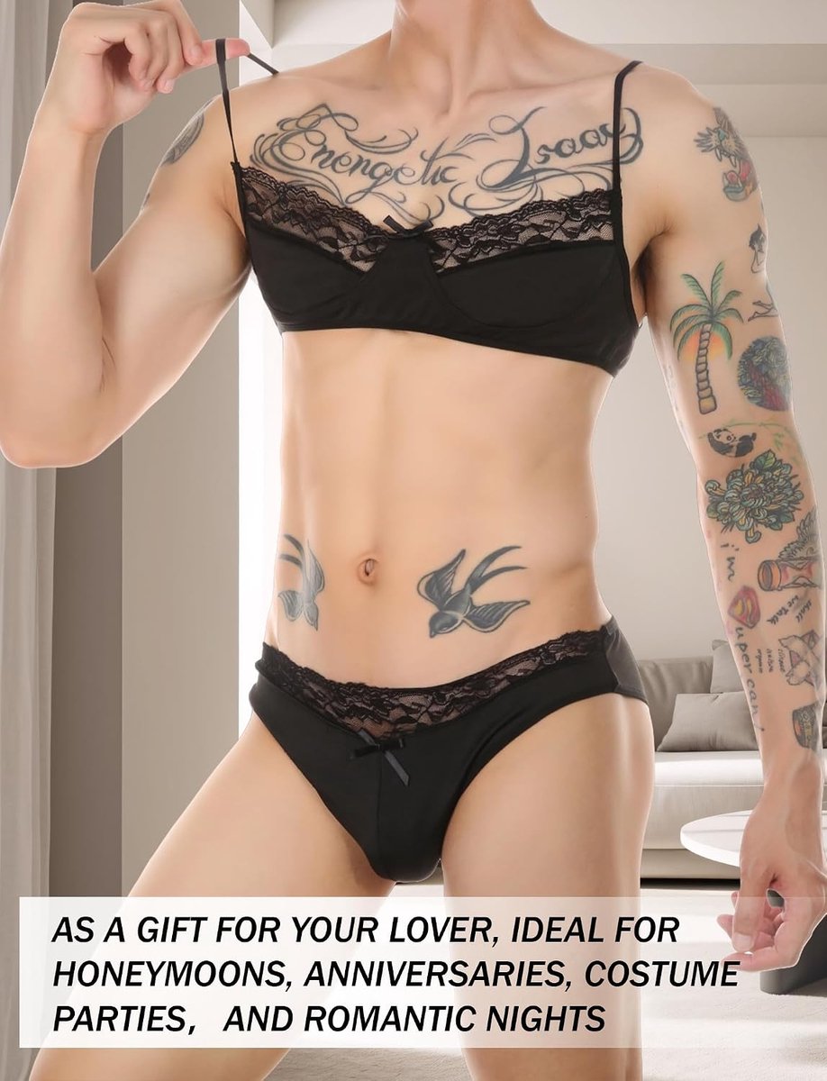 Sissy Sexy Kanten Lingerie Set BH en Slipje Lichtgewicht Set Gekruiste Gay Lingerie BH en Slip Kant Slipje S-XXL